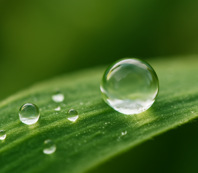 goutte de rosée sur une feuille nette illustrant la mise au point