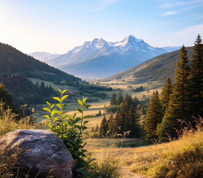 paysage net avec ciel clair et avant-plan simple illustrant les reglages