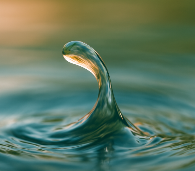 goutte d'eau en mouvement photographiée avec une vitesse d'obturation élevée